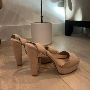 Elegant Tan Women's Platform Heels